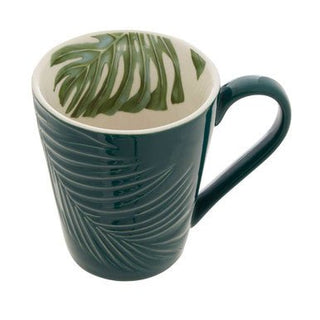 Bali Dark Green Leaf Design Mug - Hstrends