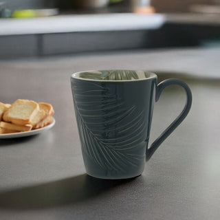 Bali Dark Green Leaf Design Mug - Hstrends