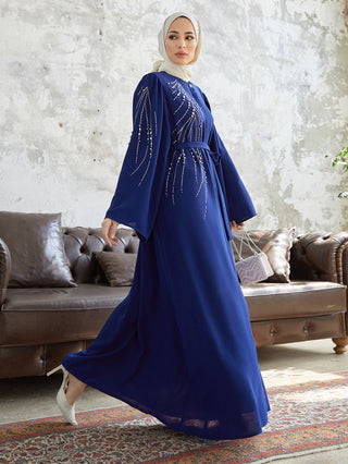 Beaded Bell - sleeved Long modest maxi Dress - Hstrends