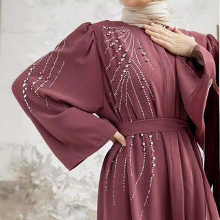 Beaded Bell - sleeved Long modest maxi Dress - Hstrends