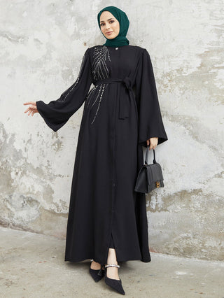 Beaded Bell - sleeved Long modest maxi Dress - Hstrends