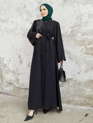 Beaded Bell - sleeved Long modest maxi Dress - Hstrends
