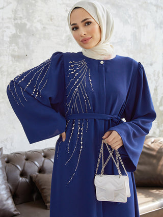 Beaded Bell - sleeved Long modest maxi Dress - Hstrends