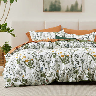 Bedsure Duvet Cover Queen Size - 100% Cotton Reversible Floral Duvet Cover Set 3pc - Hstrends