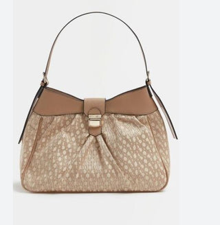 Beige River island monogram print jacquard slouch bag - Hstrends