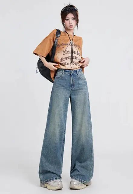 Bella Wide Leg High Waist Baggy Jeans - Hstrends