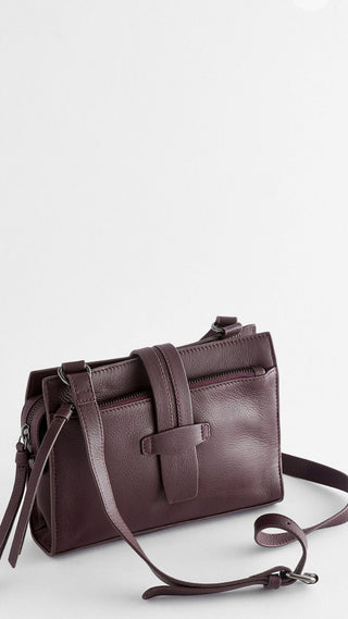 Berry Red Leather Tab Detail Cross Body Bag - Hstrends