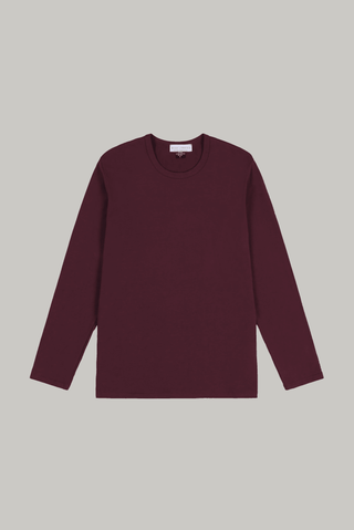 Bevis Long Sleeve Cotton T-shirt - Burgundy - Hstrends