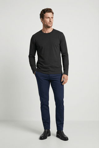 Bevis Long Sleeve Cotton T-shirt - Grey - Hstrends