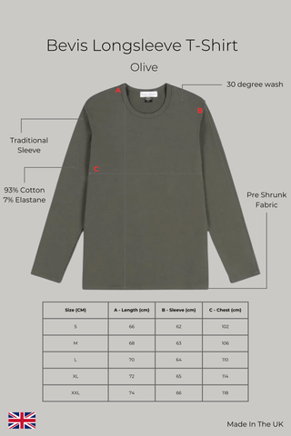 Bevis Long Sleeve Cotton T-shirt - Olive - Hstrends