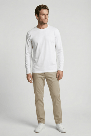 Bevis Long Sleeve Cotton t-shirt - White - Hstrends