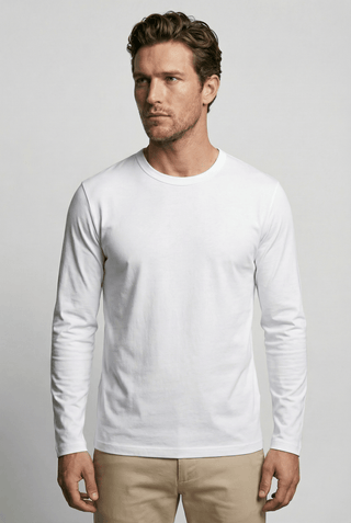 Bevis Long Sleeve Cotton t-shirt - White - Hstrends