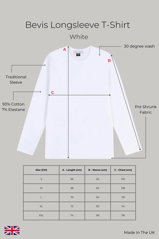 Bevis Long Sleeve Cotton t-shirt - White - Hstrends