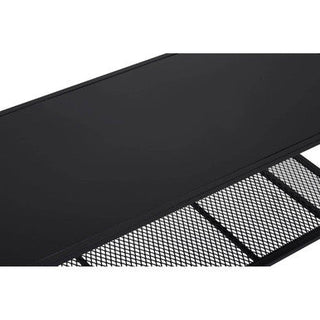 Black Powder Coated Metal Coffee Table with Open Storage Mesh Shelf, Acero - Hstrends