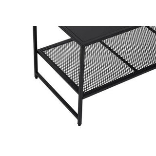 Black Powder Coated Metal Coffee Table with Open Storage Mesh Shelf, Acero - Hstrends
