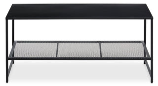Black Powder Coated Metal Coffee Table with Open Storage Mesh Shelf, Acero - Hstrends