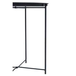 Black Powder Coated Metal Round Side Table with Intersecting Cross Base, Acero - Hstrends