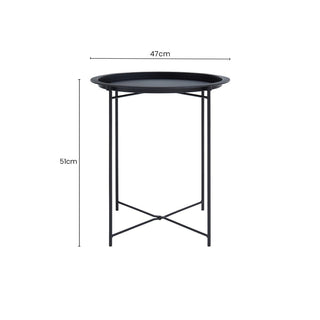 Black Powder Coated Metal Round Side Table with Intersecting Cross Base, Acero - Hstrends