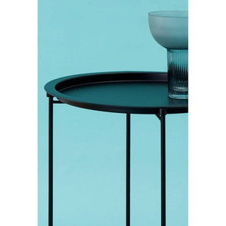 Black Powder Coated Metal Round Side Table with Intersecting Cross Base, Acero - Hstrends