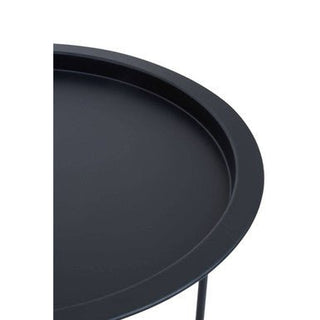Black Powder Coated Metal Round Side Table with Intersecting Cross Base, Acero - Hstrends