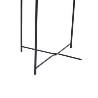 Black Powder Coated Metal Round Side Table with Intersecting Cross Base, Acero - Hstrends