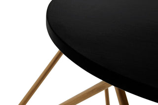 Black Round Marble Top Coffee Table with Matte Gold Finish Geometric Metal Frame, Varana - Hstrends