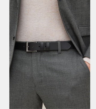 Black textured leather belt - Hstrends