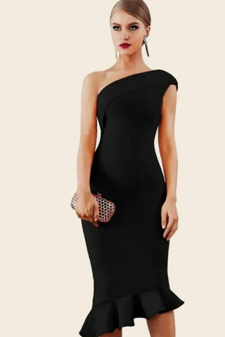 Midnight in London Off Shoulder Bodycon Dress - Hstrends