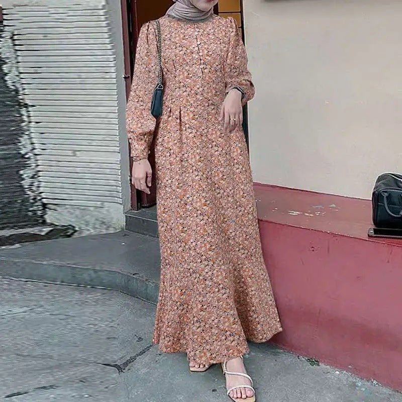 Bohemian floral Elegant Abaya Long Sleeve dress Bohemian floral Elegant Abaya Long Sleeve dress
