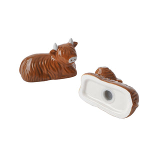 Bramble Farm Highland Cow Salt & Pepper Shakers In Gift Box - Hstrends