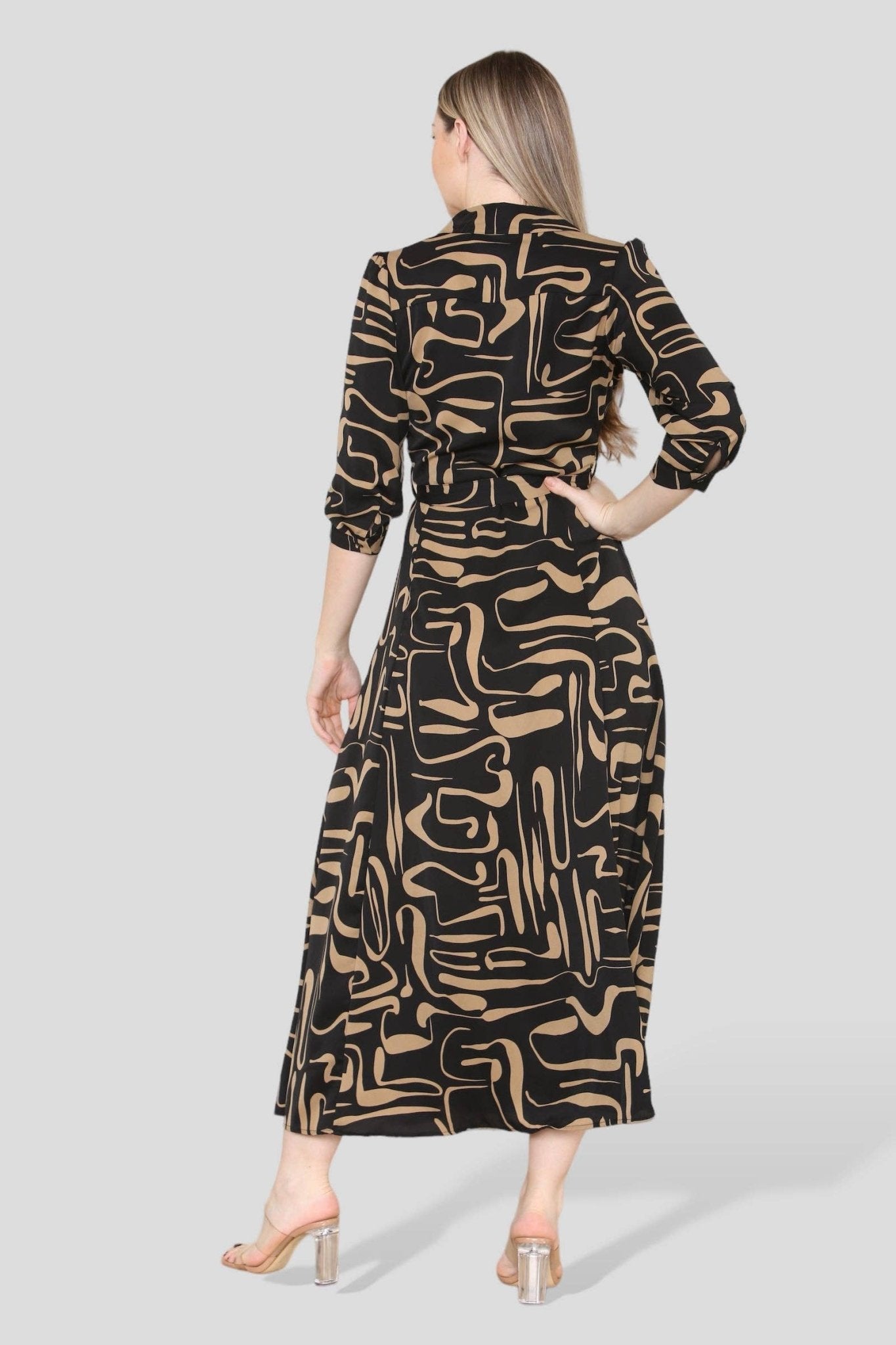 animal print maxi shirt dress Leo Calypso Maxi Dress