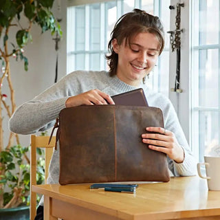 Buffalo Leather 14 Inch Laptop Case - Handmade - Hstrends