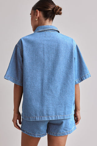 Casual Retro Loose denim Shirt and Shorts Set - Hstrends