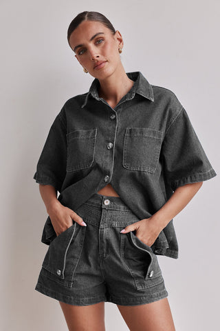 Casual Retro Loose denim Shirt and Shorts Set - Hstrends