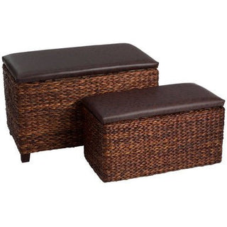 Cattail Leaf Ottoman Storage - Set of 2 - Hstrends
