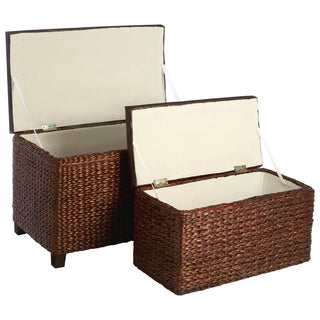 Cattail Leaf Ottoman Storage - Set of 2 - Hstrends