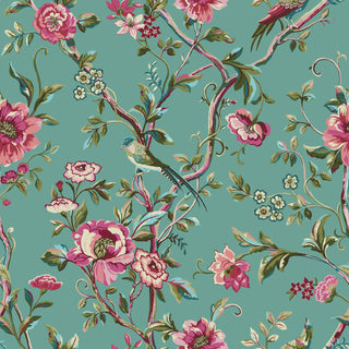 Vintage Chinoiserie Floral Exotic reversible Duvet Cover Set Jade