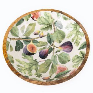 Large mango wood enamel inlay Bowl - Figs