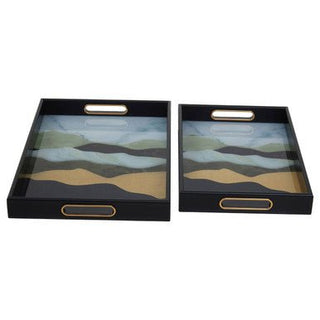 Celina Set Of Two Assorted Colour Rectangular Trays - Hstrends