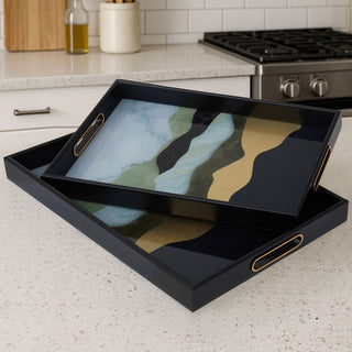 Celina Set Of Two Assorted Colour Rectangular Trays - Hstrends