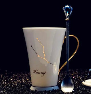 Ceramic Constellation Mug with White and Gold Handle - Hstrends