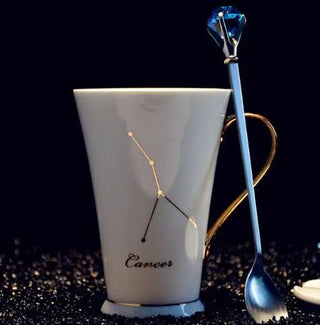 Ceramic Constellation Mug with White and Gold Handle - Hstrends