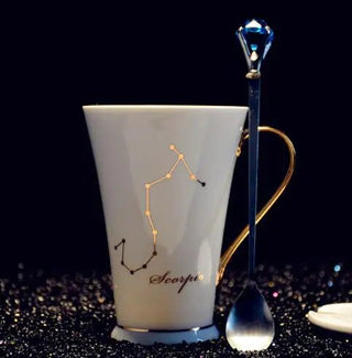 Ceramic Constellation Mug with White and Gold Handle - Hstrends