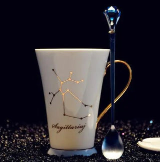 Ceramic Constellation Mug with White and Gold Handle - Hstrends
