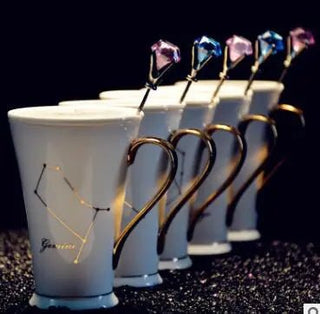 Ceramic Constellation Mug with White and Gold Handle - Hstrends