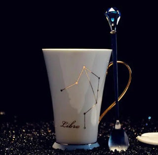 Ceramic Constellation Mug with White and Gold Handle - Hstrends