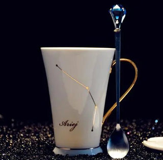 Ceramic Constellation Mug with White and Gold Handle - Hstrends