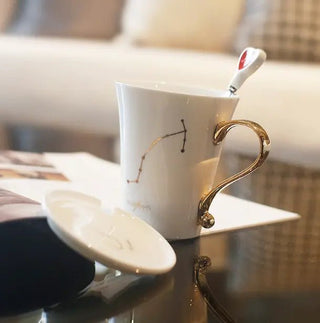 Ceramic Constellation Mug with White and Gold Handle - Hstrends