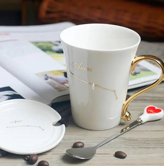 Ceramic Constellation Mug with White and Gold Handle - Hstrends