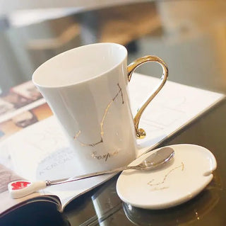 Ceramic Constellation Mug with White and Gold Handle - Hstrends